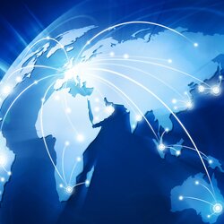 Internet mit Verbindungen um die ganze Welt