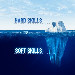 Ein Eisberg mit den Aufschriften Hard Skills und Soft Skills Ein Eisberg mit den Aufschriften Hard Skills und Soft Skills